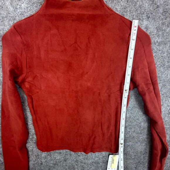 OGL Move Eco Mousse Crop Top Womens Medium Burnt Red Thermal Brushed Mock Neck - Picture 5 of 7